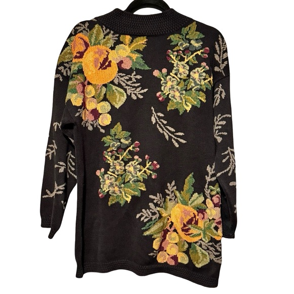 Lands' End Sweaters - Vintage Lands End Floral Fruit Tree 100% Cotton Mock Neck Sweater Small